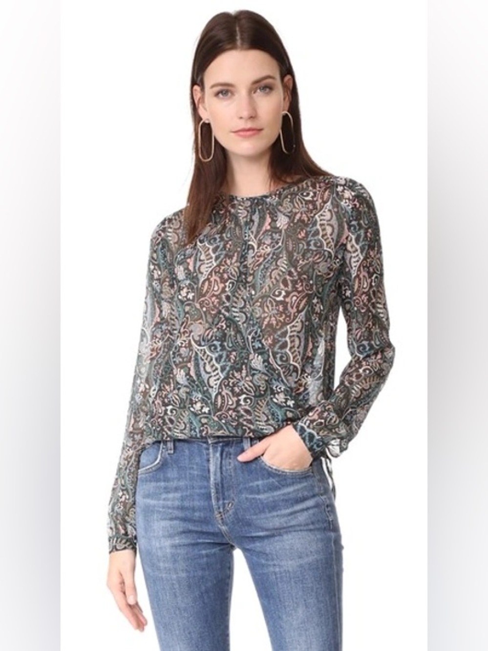 Veronica Beard Gayle Surplice Printed Silk Top